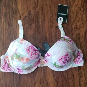 NWT Emporio Armani Floral Print Pink Removable Padding Pushup Bra Size 34C